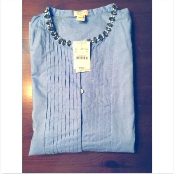 NWT J CREW Embellished blouse shirt Sz 10 - Picture 2 of 6